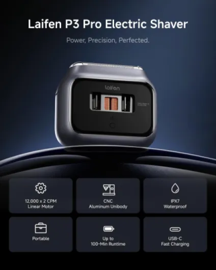 P3 Pro Electric Shaver, 3-Blade Foil Razor, Space Grey