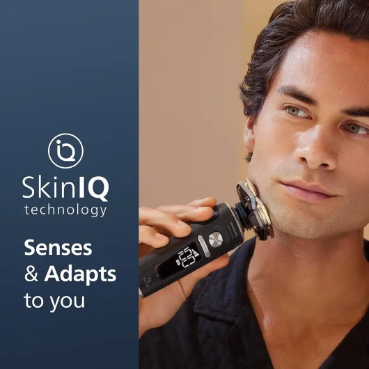 Shaver Series 9000 Prestige, Wet and Dry Electric Shaver, Black Matte, Razor with Lift & Cut Shaving System, SkinIQ Technology, Beard Styler, Cleaning Pod, Premium Pouch, Model SP9840/31 NEW Series 9000 Prestige - Matte Black