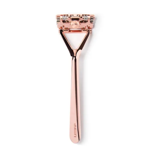 Leaf Razor, Rose Gold - All-Metal, Eco-Friendly Shaver for Women & Men; Includes 10 Stainless Steel Single-Edge Blades; Recommended for Head Shaving and Leg Shaving Rose Gold Single Razor