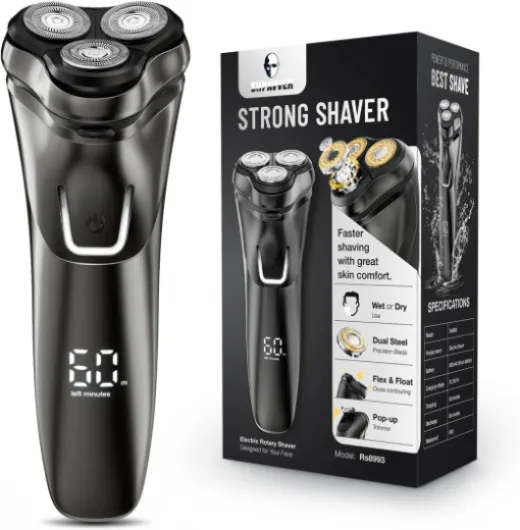 Electric Razor for Men Cordless: Wet/Dry Rotary Shaver Waterproof - USB Fast Charging & Sensitive Skin Care - Pop up Trimmer & Precision Blades Black Elegant Black