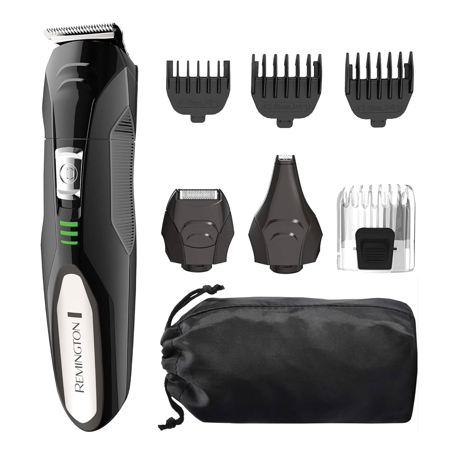 All-in-One Grooming Kit, Lithium Powered, 8 Piece Set with Trimmer, Men's Shaver, Clippers, Beard and Stubble Combs, Black Black 8-piece set