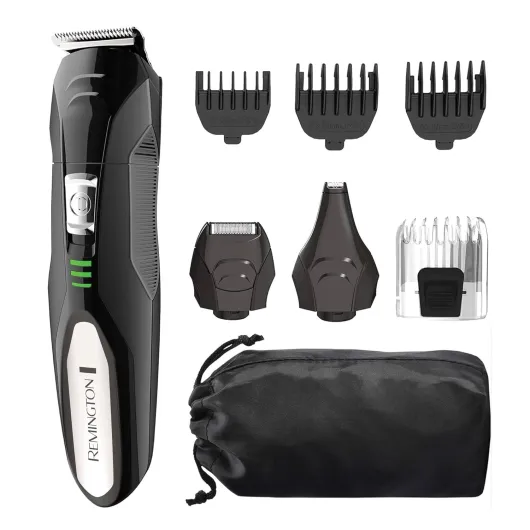 All-in-One Grooming Kit, Lithium Powered, 8 Piece Set with Trimmer, Men's Shaver, Clippers, Beard and Stubble Combs, Black Black 8-piece set