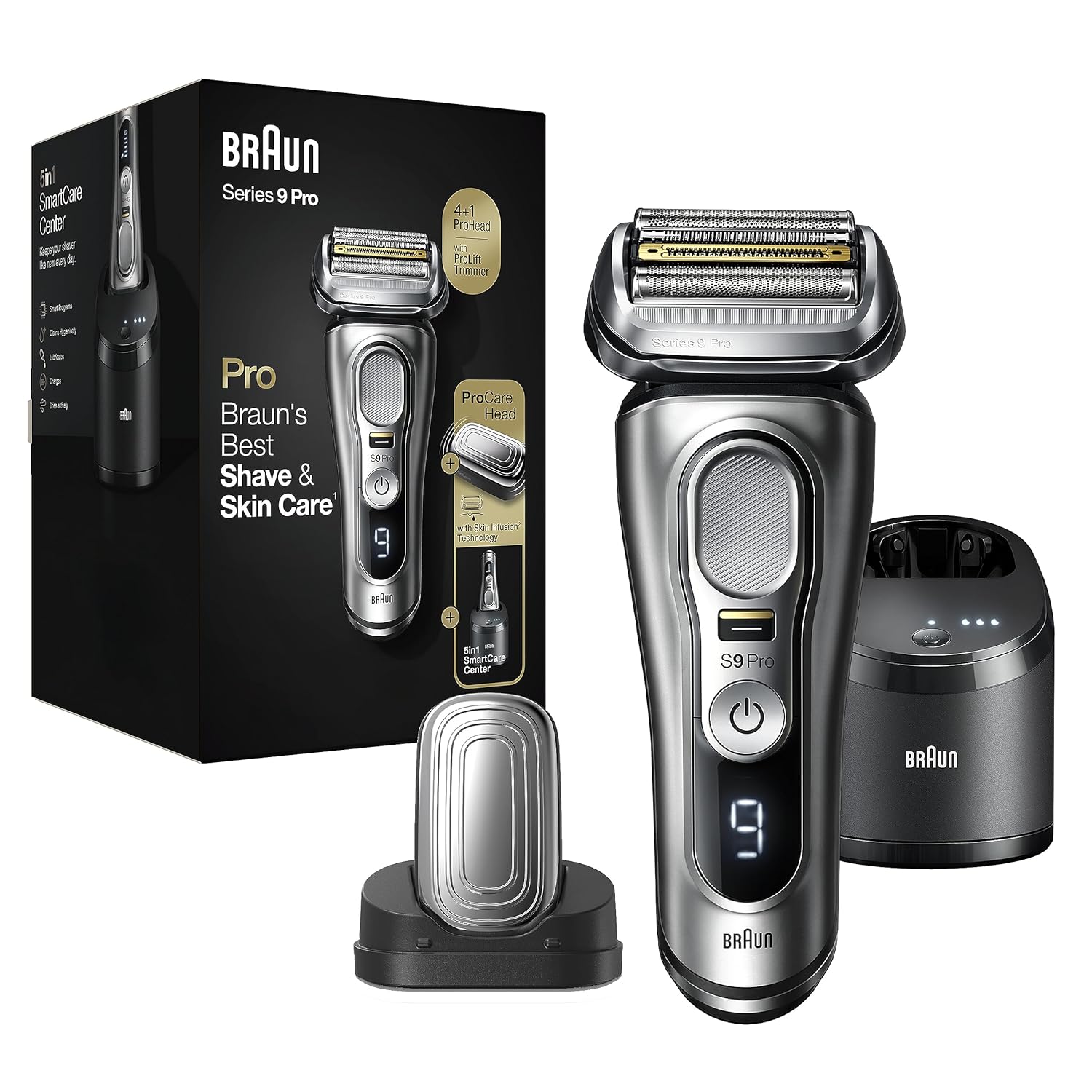Series 9 Pro 9487cc Electric Razor for Men, Wet & Dry, Rechargeable, Electric Shaver with Clean & Charge Station and ProCare Attachment 9487cc Shaver