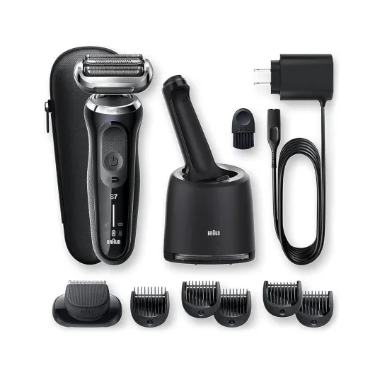 Series 7 7075cc Electric Razor for Men with SmartCare Center, Beard Trimmer, Wet & Dry, Rechargeable, Cordless Foil Shaver, Black Black 6 Piece Set