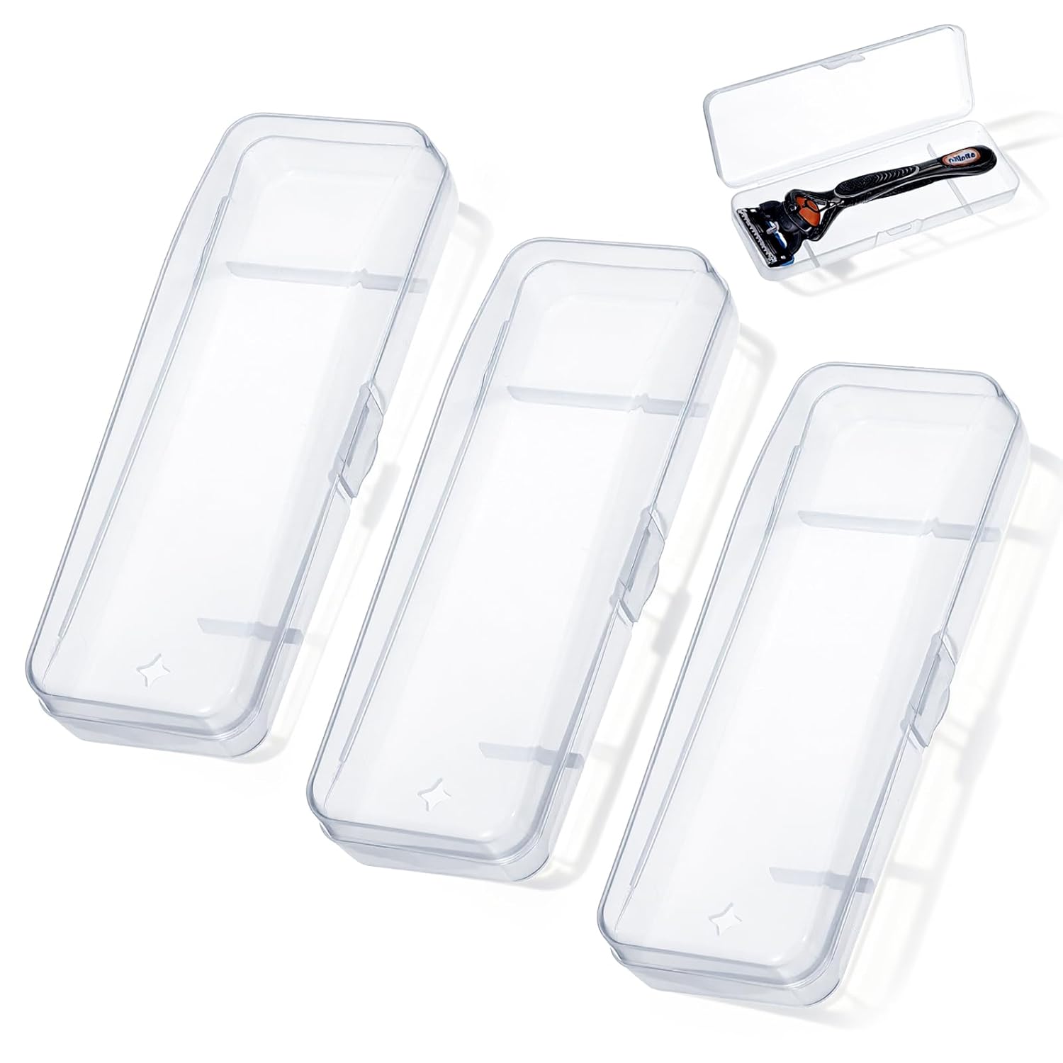 4 Pack Manual Razor Travel Case, Universal Portable Shaver Storage Box, Clear Plastic Shaver Storage Box for Men Razors And Blade Refills Kit