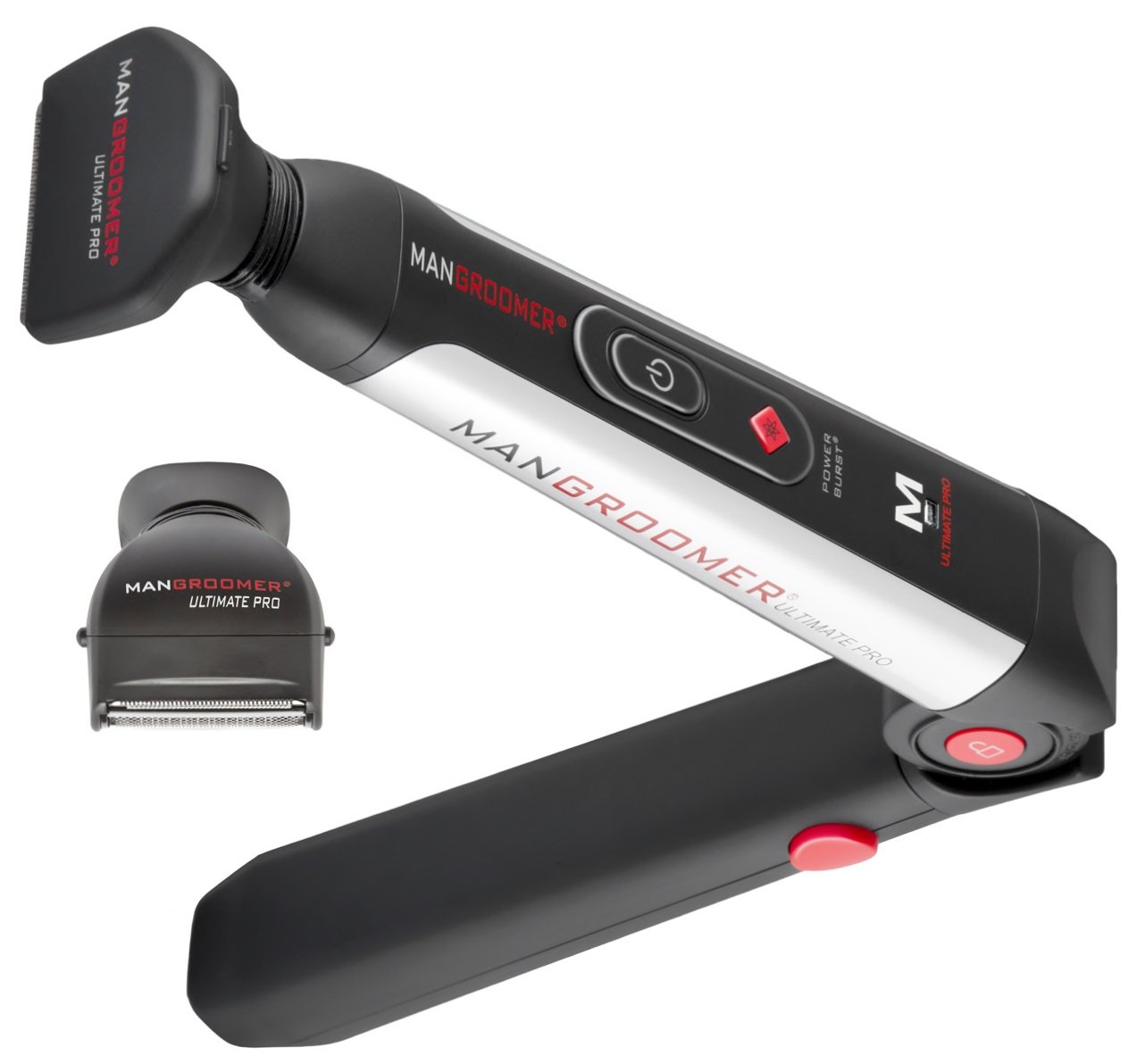ULTIMATE PRO Back Shaver with 2 Shock Absorber Flex Heads, Power Hinge, Extreme Reach Handle and Power Burst 3 Piece Set