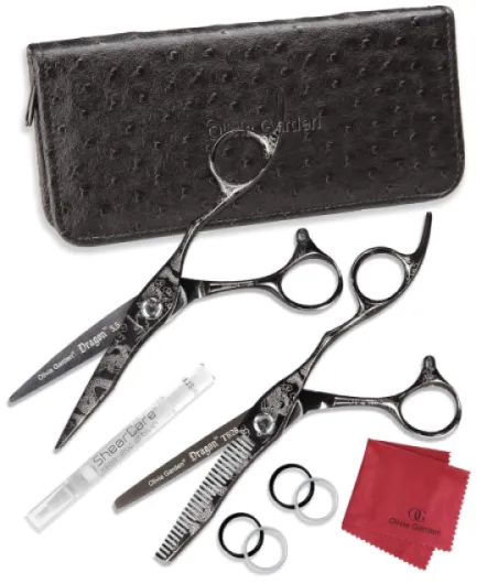 Olivia Garden Dragon Shears Kit - Includes Professional Hair Cutting Shear, Thinner, Case, and Accessories - Razor Sharp Scissors 5.5 inch (Pack of 1)