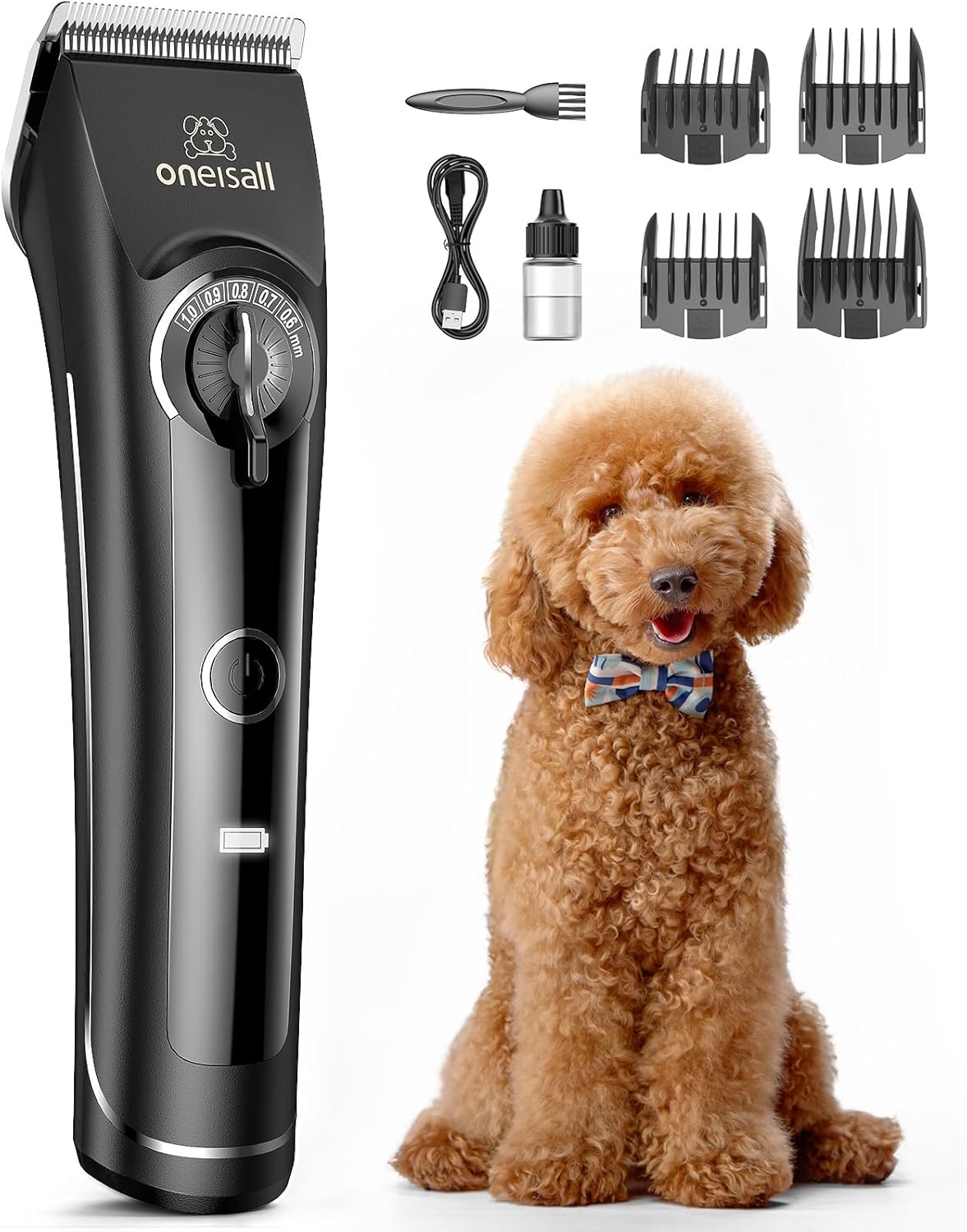 Dog Clippers for Grooming Doodles Poodles Thick Curly Hair,Low Noise Heavy Duty Dog Grooming Kit with Detachable Metal Blades
