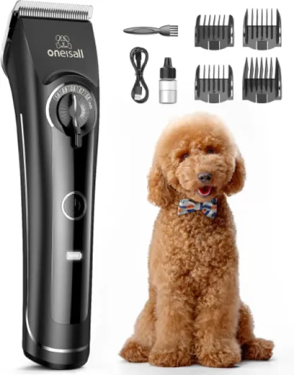Dog Clippers for Grooming Doodles Poodles Thick Curly Hair,Low Noise Heavy Duty Dog Grooming Kit with Detachable Metal Blades