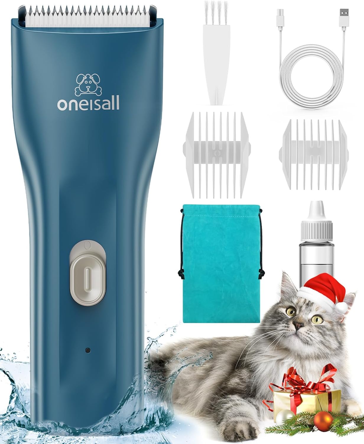 Pet Clipper for Cat Matted Hair, Pet Shaver for Cats Quiet Pet Clippers Waterproof Cordless Cat Clippers for Matted Hair Long Hair with Storage Bag (Green) Standard Green