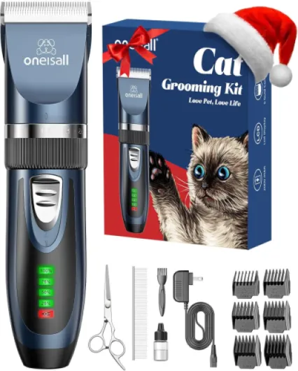 Quiet Cat Clippers for Matted & Long Hair, 2-Speed Cordless Pet Shaver Grooming Kit for Cats, Small Dogs & Animals (Blue)