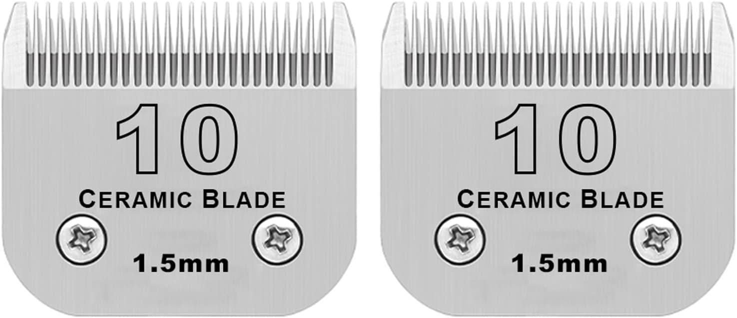 10 Dog Grooming Replacement Ceramic Blades Compatible with Wahl,oster,Andis Dog Detachable clipper,Cut Length 1/16-Inch,2 Pack 10# 1.5mm (2 Pack)