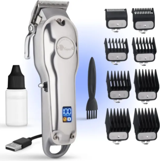 Professional Hair Clippers with Extremely Fine Cutting, Cordless Hair Trimmer for Men & Women, Barber Clippers for Salon & Home Use Hair Clippers Silver
