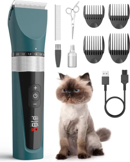 Cat Clippers for Matted Hair, 5-Speed Quiet Cat Grooming kit, Cordless Pet Shaver for Long Hair,Waterproof Pet Hair Trimmer, Pet Clippers for Cats(Green)