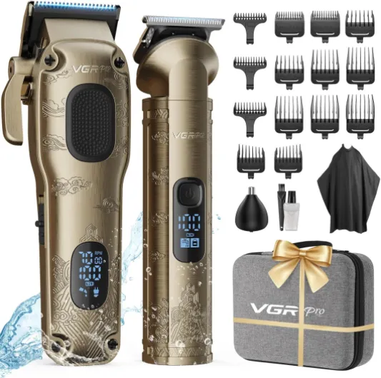 Hair Clippers for Men Professional, Cordless Hair Clippers for Hair Cutting, Mens Clippers and Trimmers Set, Electric Hair Trimmer for Men with Package Case Gloden
