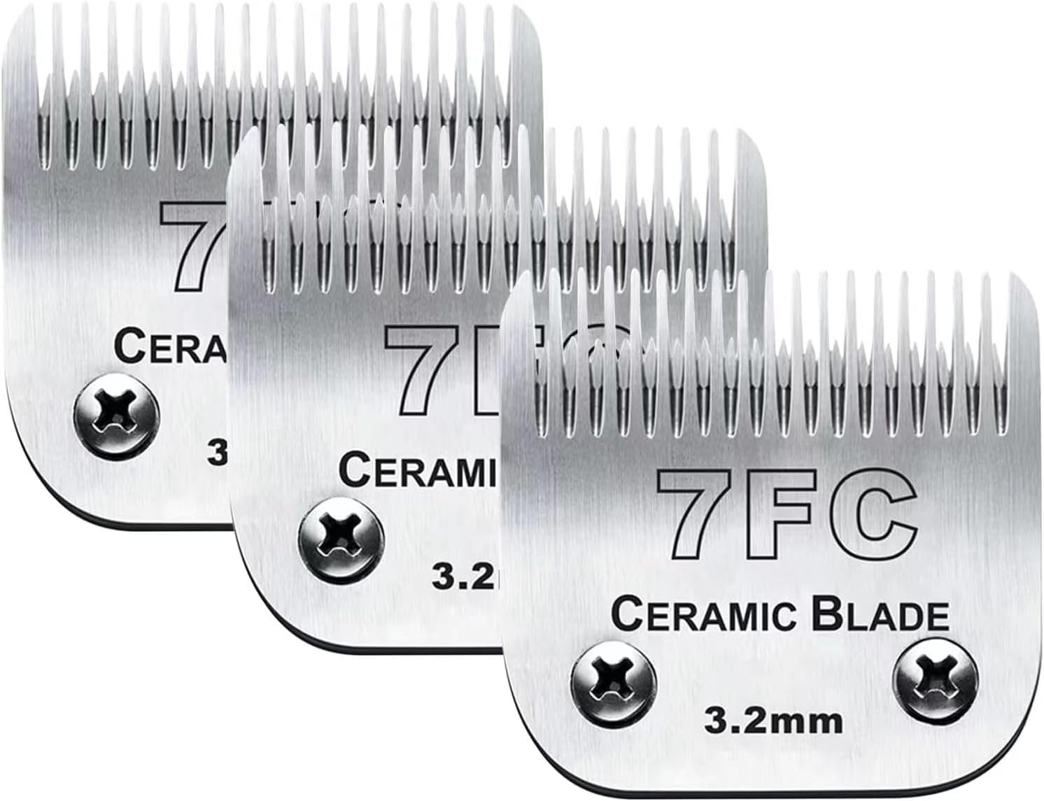 3pcs 7FC Blades Dog Grooming Replacement Blades Compatible with Andis Dog Clipper,Ceramic Blade & Stainless Steel Blade 3Pack #7FC