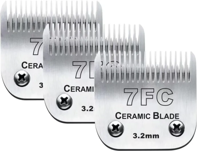 3pcs 7FC Blades Dog Grooming Replacement Blades Compatible with Andis Dog Clipper,Ceramic Blade & Stainless Steel Blade 3Pack #7FC