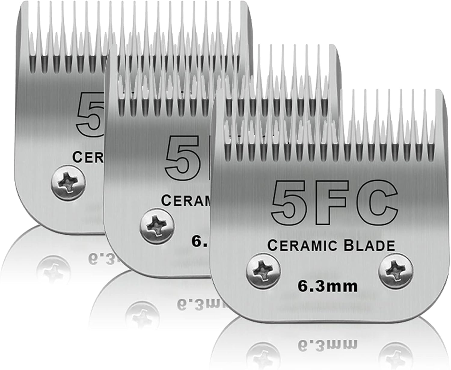 3 Pack 5FC Detachable Pet Dog Grooming Ceramic Blades,Compatible with Andis,Oster A5,Wahl KM-10 Series,Size 5FC Blade 1/4-Inch 6.3MM Cut Length 3pc 5fc:1/4''(6.3mm)