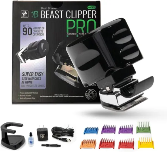 Beast Clipper Pro - Home Haircut & Grooming Kit - Durable Steel Blades - Cordless Operation - Adjustable Combs - Designed for Men & Women