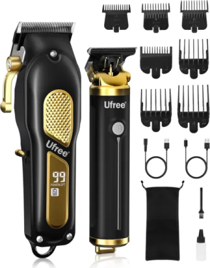 Hair Clippers for Men, Professional Clippers and Trimmers Set, Cordless Clippers for Hair Cutting, Beard Trimmer, Barber Clippers, Rechargeable Electric Shaver, Gifts for Men, Black Gold
