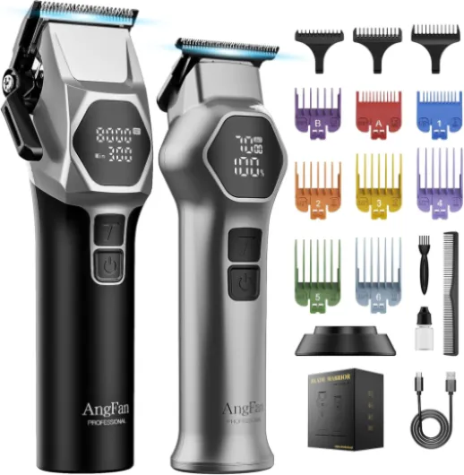 Professional Hair Clippers for Men - 8000RPM Brushless Motor & 440C Steel Blades, Barber-Grade Cordless Clippers & Trimmer Set for Fade Designs, Hair Cutting Tools for Professional Barbers
