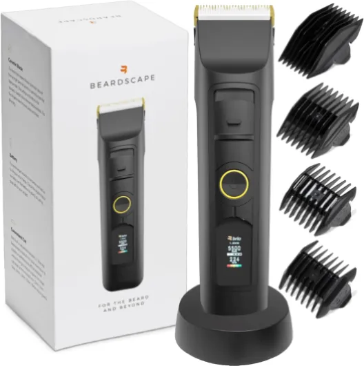 Beardscape V2 Beard Trimmer for Men Professional with Low Friction Ceramic Blade, Cordless Professional Hair Trimmer for Barbers with 4 Hrs of Long Battery Timing, Ideal for Beard & Body (Black) V2 Black