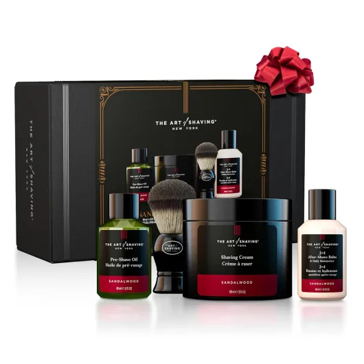 The Art of Shaving Shaving Kit for Men - The Perfect Gift for The Perfect Shave with Shaving Cream, Shaving Brush, After Shave Balm, & Pre Shave Oil Sandalwood