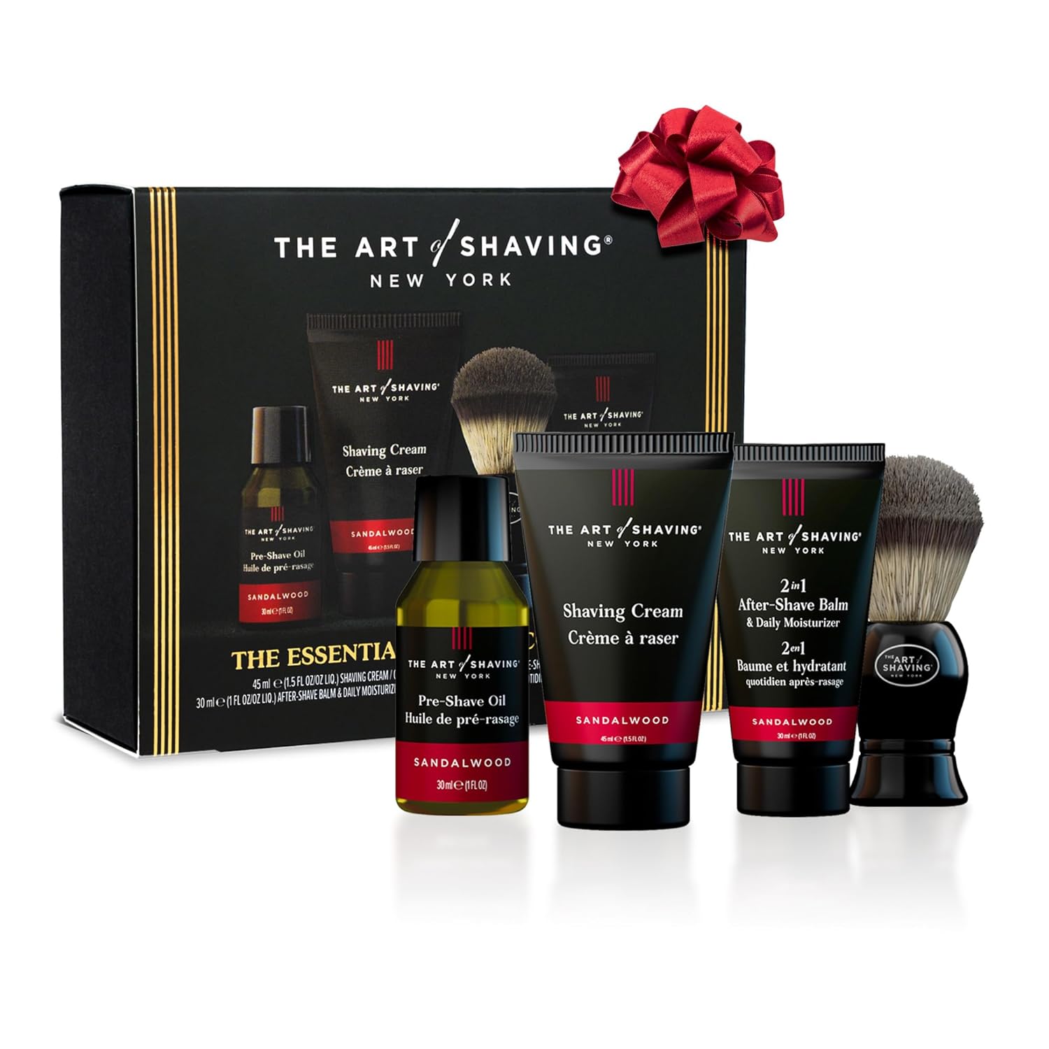 The Art of Shaving Sandalwood 4-in-1 Trial Kit – Pre-Shave Oil, Shaving Cream, Shaving Brush & After-Shave Balm – Protects Against Irritation and Razor Burn – Hydrates and Nourishes Dry Skin
