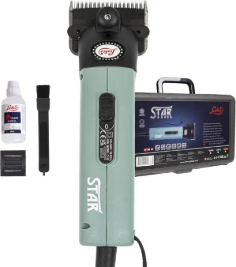 Star Large Animal Clipper with Fine Blade for Horses, Cattle, Sheep, and Livestock (#258-34501), Green Green with Hard Case