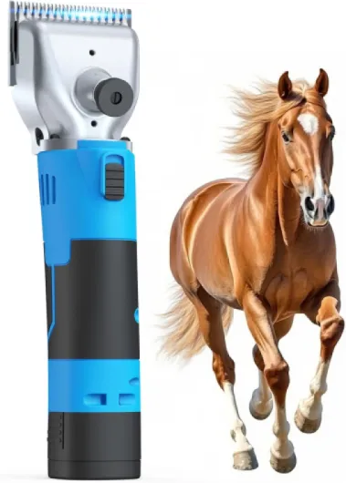 Cordless Horse Clippers,Professional Horse Grooming Clippers with 2 Batteries,Detachable Stainless Steel Blade Heavy Duty Horse Grooming Kit for Thick Coat