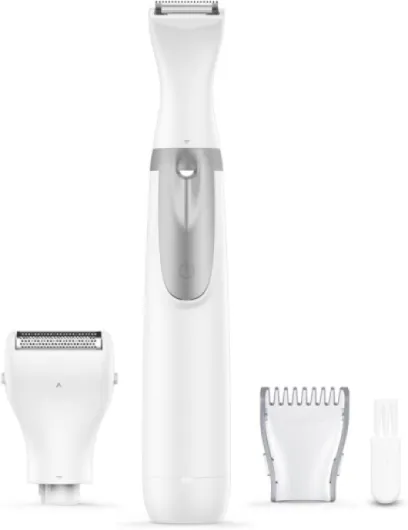 003脱毛US04 Bikini Trimmer, Funstant Electric Razor for Women with Comb, Cordless Safe Hair Trimmer Floating Foil for Dry Use, Battery Operated Personal Shaver for Lady Girl, Pubic Hair