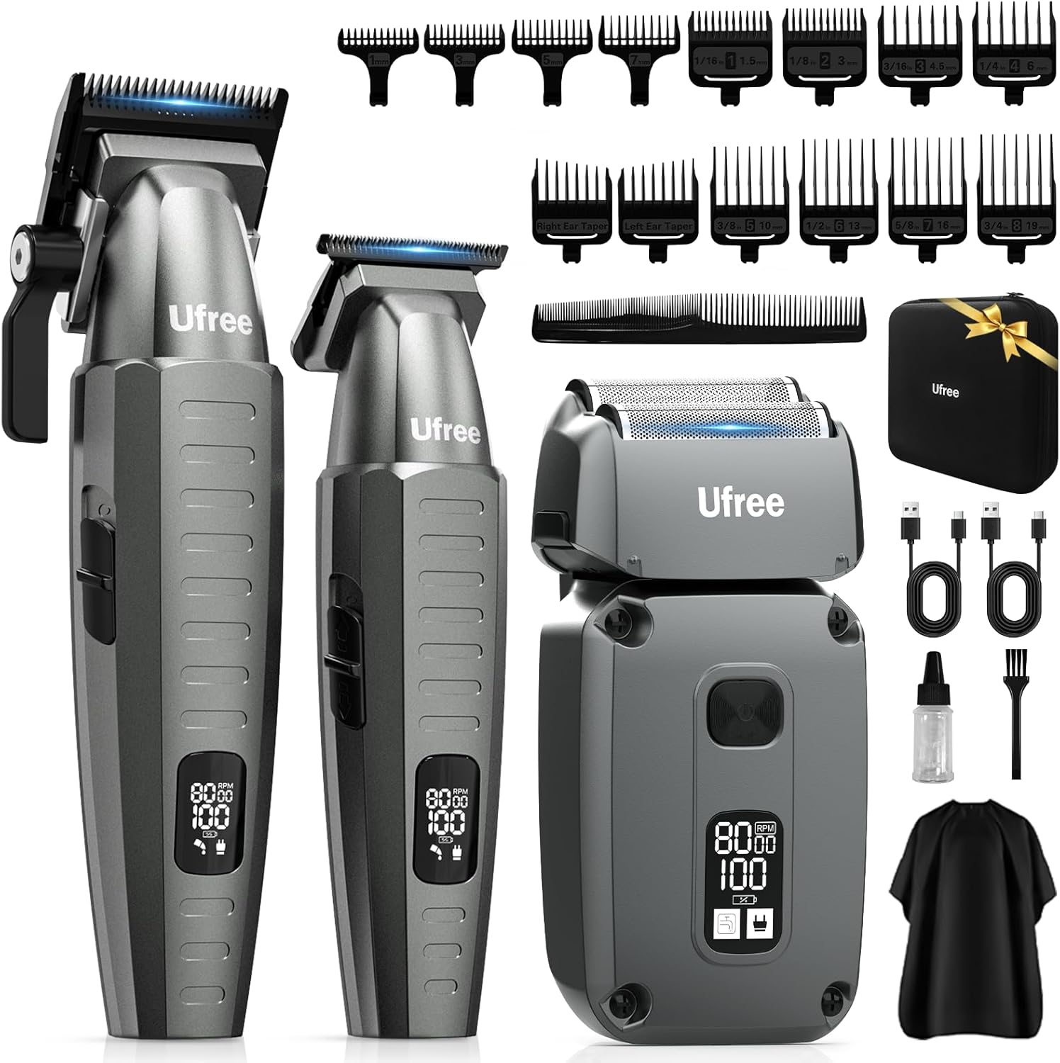 Hair Clippers for Men Professional, Beard Trimmer and Foil Shaver Electric Razor, Cordless Barber Clippers and Trimmers Set for Hair Cutting and Grooming, Gifts for Men