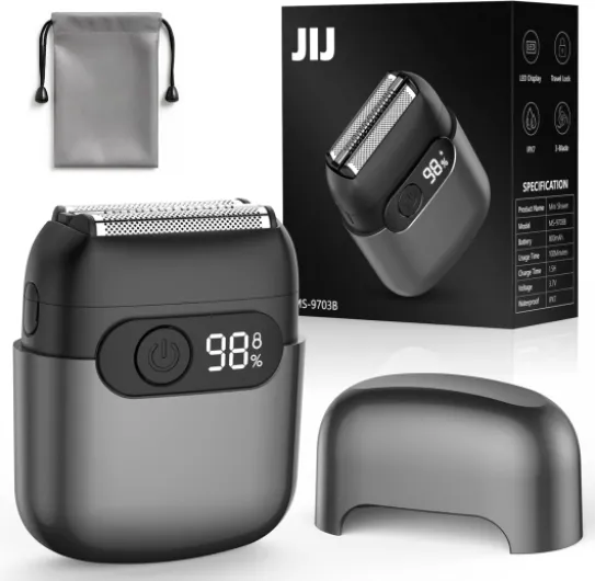 Foil Shavers for Men - Mini Electric Razor with 3 Floating Blades, Smart LED Display, Traver Lock, IPX7 Waterproof Wet/Dry Shaving for Face & Beard, USB-C Fast Chage for Travel Home, Gift for Men