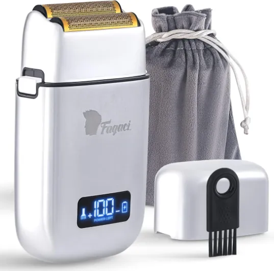 5 Speeds Double Foil Shavers for Men Professional Irritation Free, Close Clean Shaving Foil Razor, Electric Shavers for Men, Maquina de Afeitar para Hombre, Neck Barber Shaver Silver