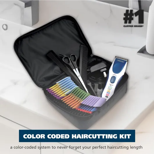 Color Pro Cordless Rechargeable Hair Clipper & Trimmer – Easy Color-Coded Guide Combs - for Men, Women, & Children – Model 9649P