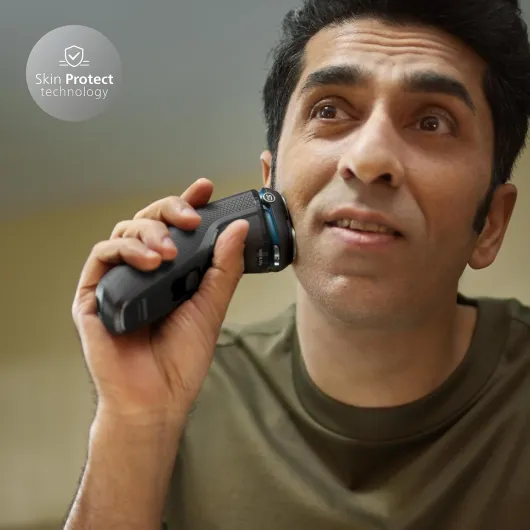 Electric Shaver 3000 Series - Wet & Dry Electric Shaver for Men with SkinProtect Technology in Dark Moon, Pop-up Beard Trimmer, Cordless Shaver (Model S3145/00) Schwarz - Neue Version