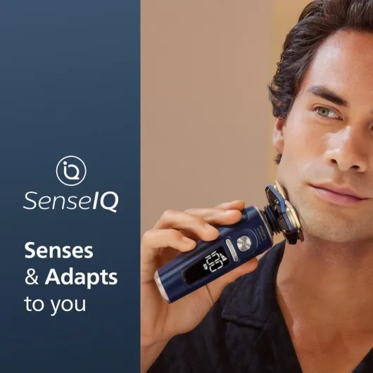 Philips Norelco Shaver Series 9000 Prestige, Wet and Dry Electric Shaver, Blue, Lift & Cut Shaving System, SkinIQ Technology, Precision Trimmer, Nose Trimmer, Qi Charging Pad, Cleaning Pod, SP9886/89 S9000 Prestige Space Grade S9000 Prestige Space Grade