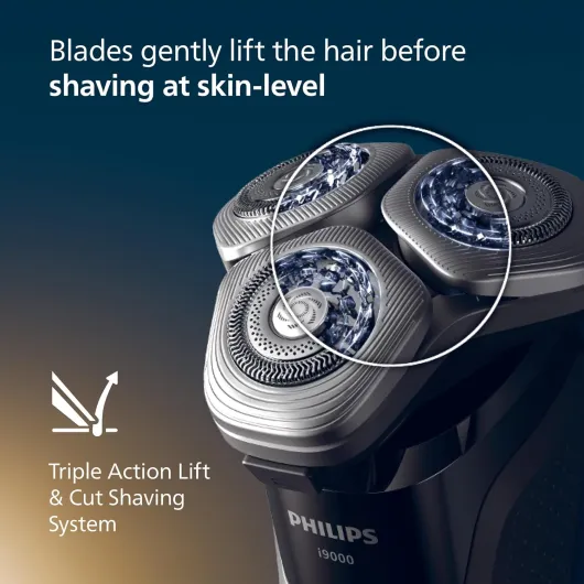 Shaver i9000, Wet & Dry Electric Shaver, Dark Slate, with Skin IQ Technology, Triple Lift & Cut System, 360 Rotating Dual SteelPrecision Blades, Model X9002/30 [New] i9000, Case, Charging Stand, QCP