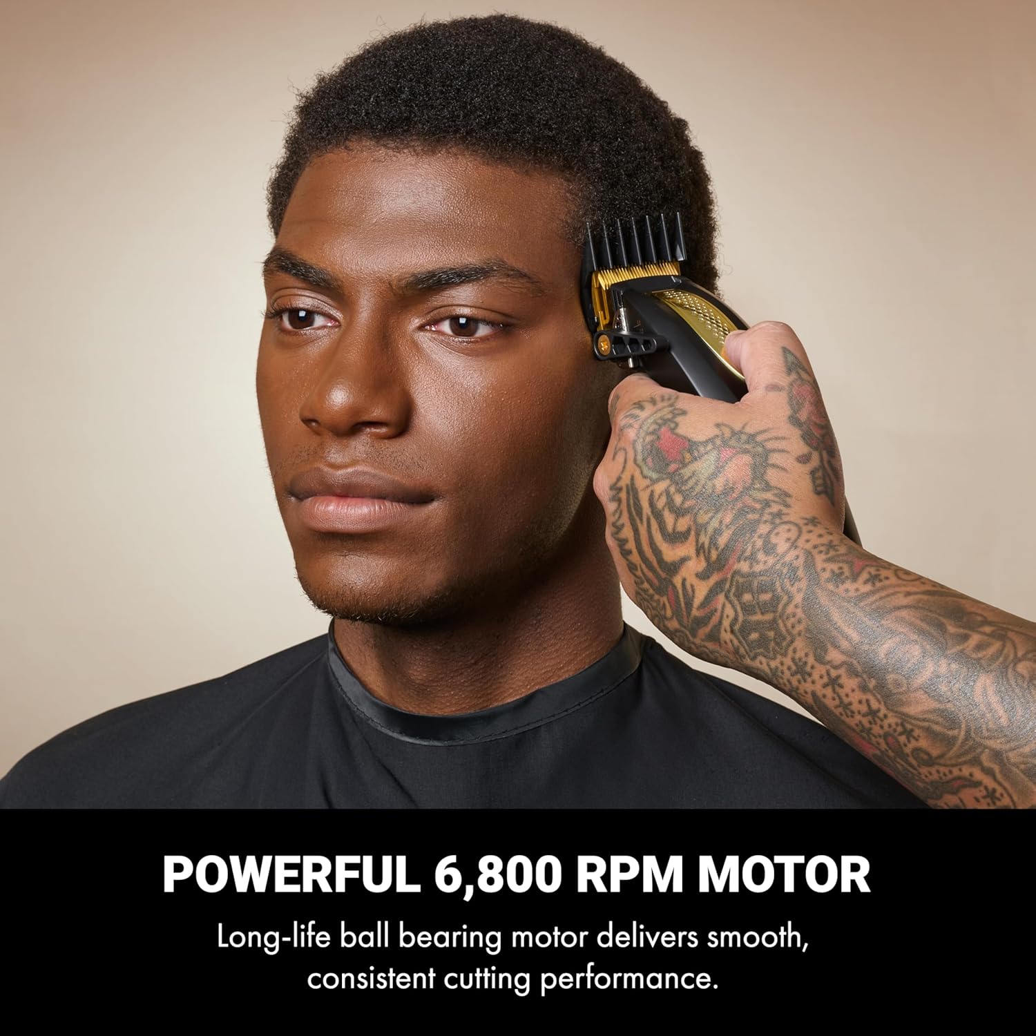 LithiumFX Cord/Cordless Lithium Ergonomic Hair Clippers for Men Black Gold