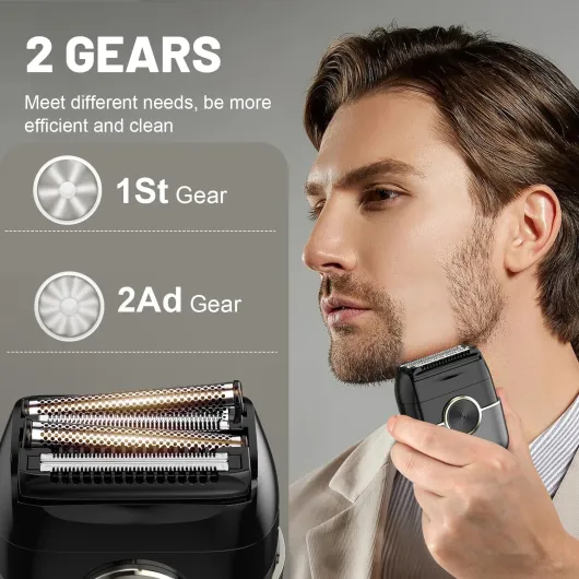 Electric Foil Shavers for Men: Mini Electric Razor with 4 Floating Blades & Big LED Display - Foil Shaver for Men with 2 Gears Adjustable - Face Shaver with IPX7 Waterproof,USB Type C (Coal-Black)