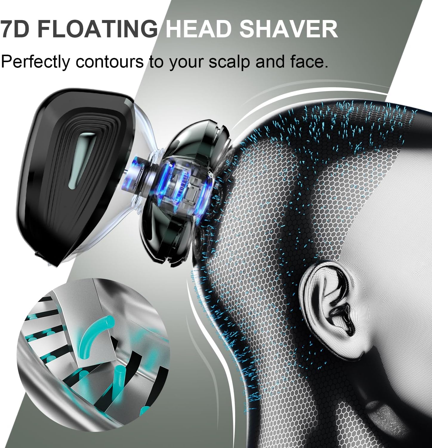 Head Shavers for Bald Men: Enhanced Detachable Head Shaver - IPX7 Waterproof Electric Razor for Men - 7D LED Display Rechargeable Shaving Grooming Kit Sap Green-11