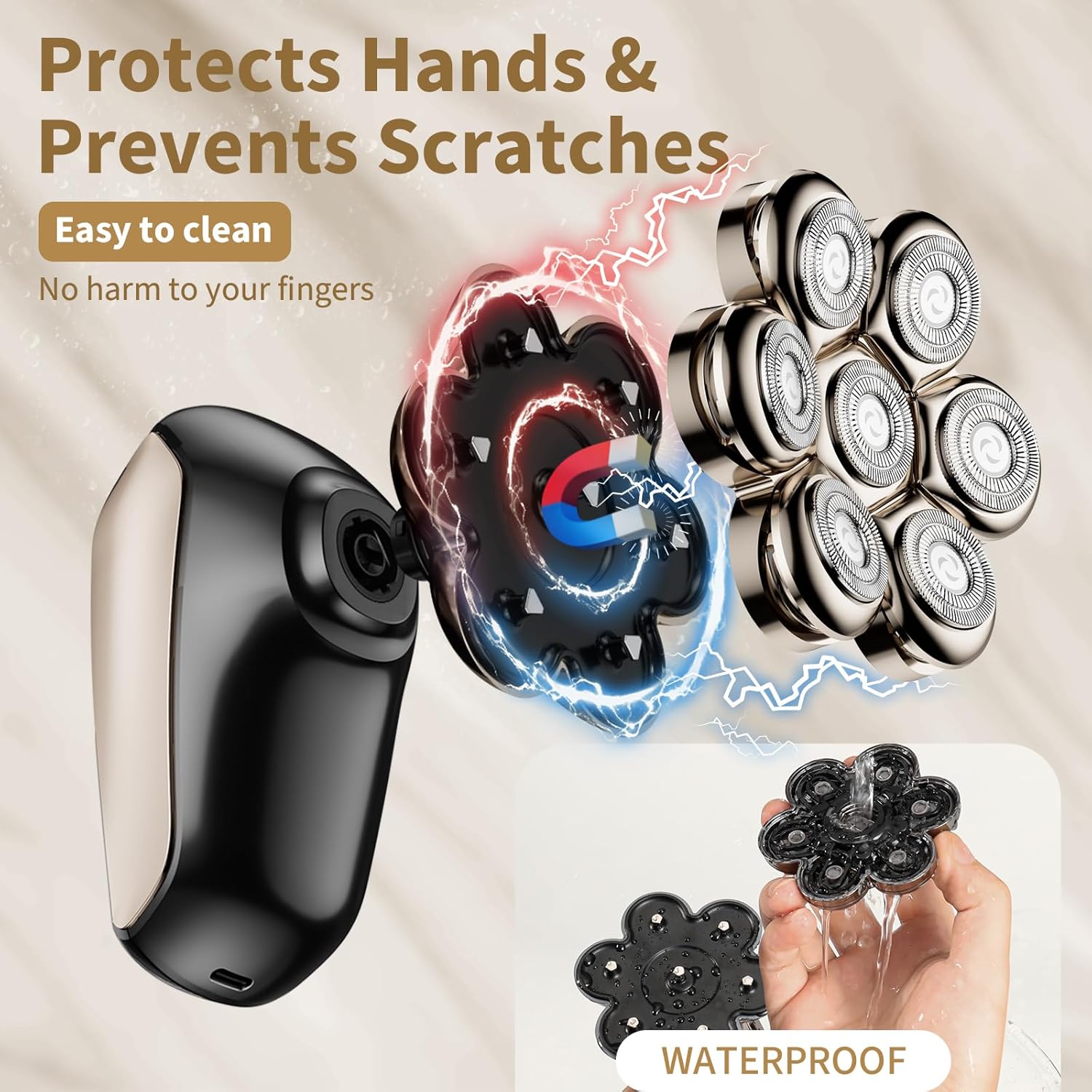 Head Shavers for Bald Men: 5-in-1 Upgraded Electric Razor - IPX7 Waterproof Shaving Grooming Kit for Balder - Turbo Speed & Precision Blades (Glossy Gold)