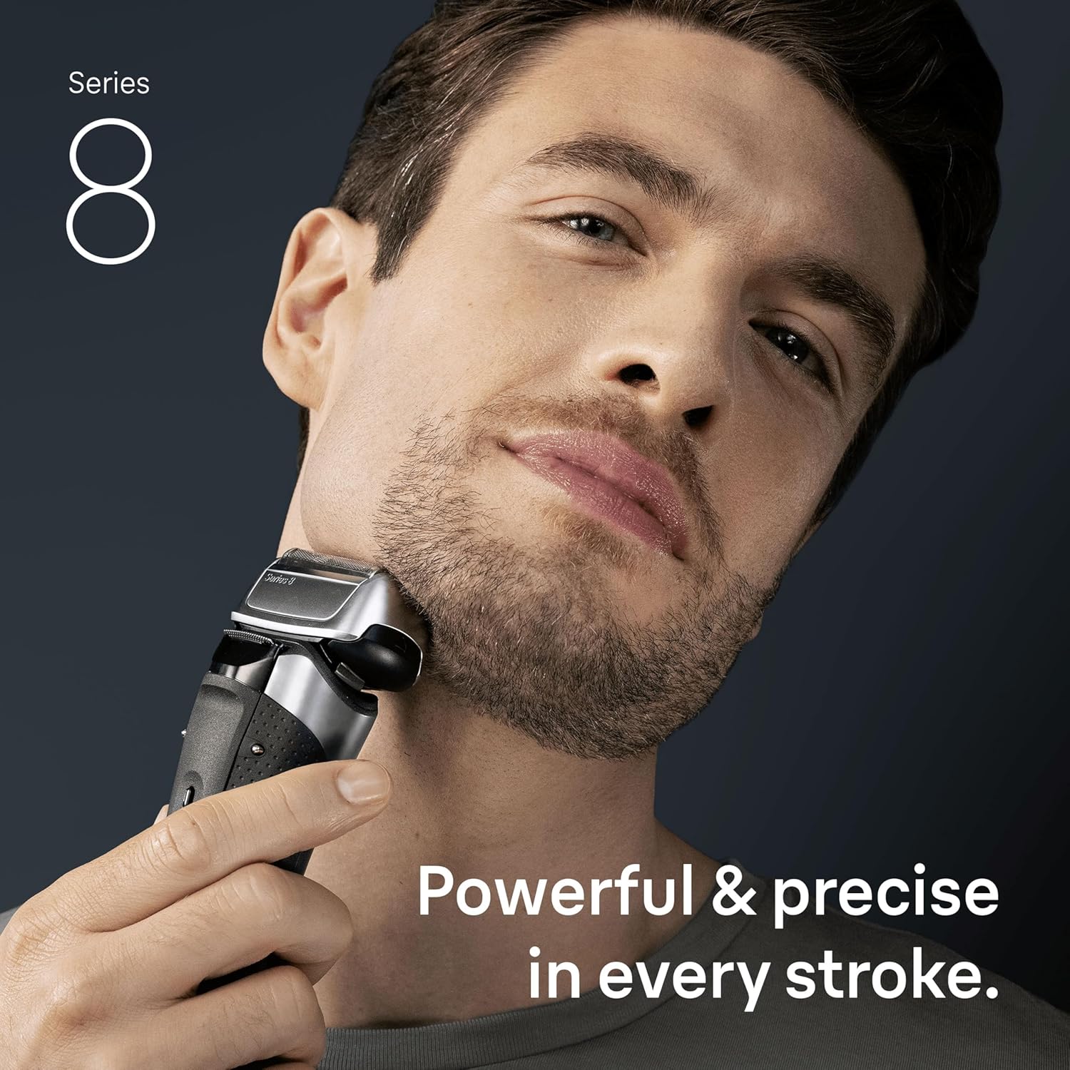 Series 8 Electric Shaver for Men, 8617S, Silver - Wet & Dry Razor, 4+1 Precision Head with Beard Trimmer, SensoAdapt Beard Sensor, Cordless 60 min Runtime, Charging Stand New Electric Shaver 8617S