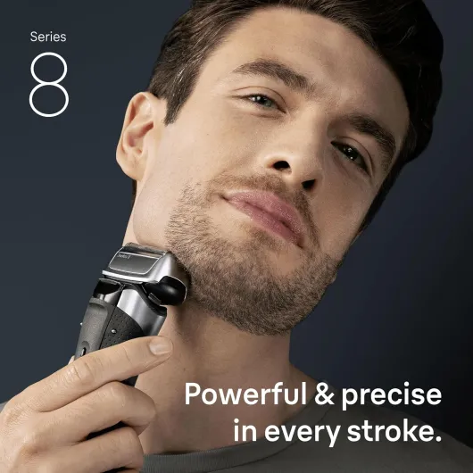 Series 8 Electric Shaver for Men, 8617S, Silver - Wet & Dry Razor, 4+1 Precision Head with Beard Trimmer, SensoAdapt Beard Sensor, Cordless 60 min Runtime, Charging Stand New Electric Shaver 8617S
