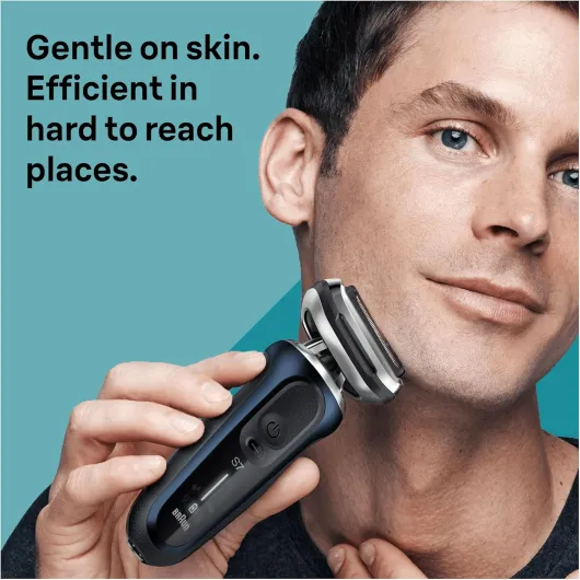 Series 7 70-B7850cc Electric Shaver for Men with EasyClick Beard Trimmer and Stubble Beard Trimmer Attachments, SmartCare Center, 360 Degree Flex,Wet & Dry, Rechargeable,Cordless Foil Razor,Blue Previous Gen - Electric Shaver 70-B7850cc