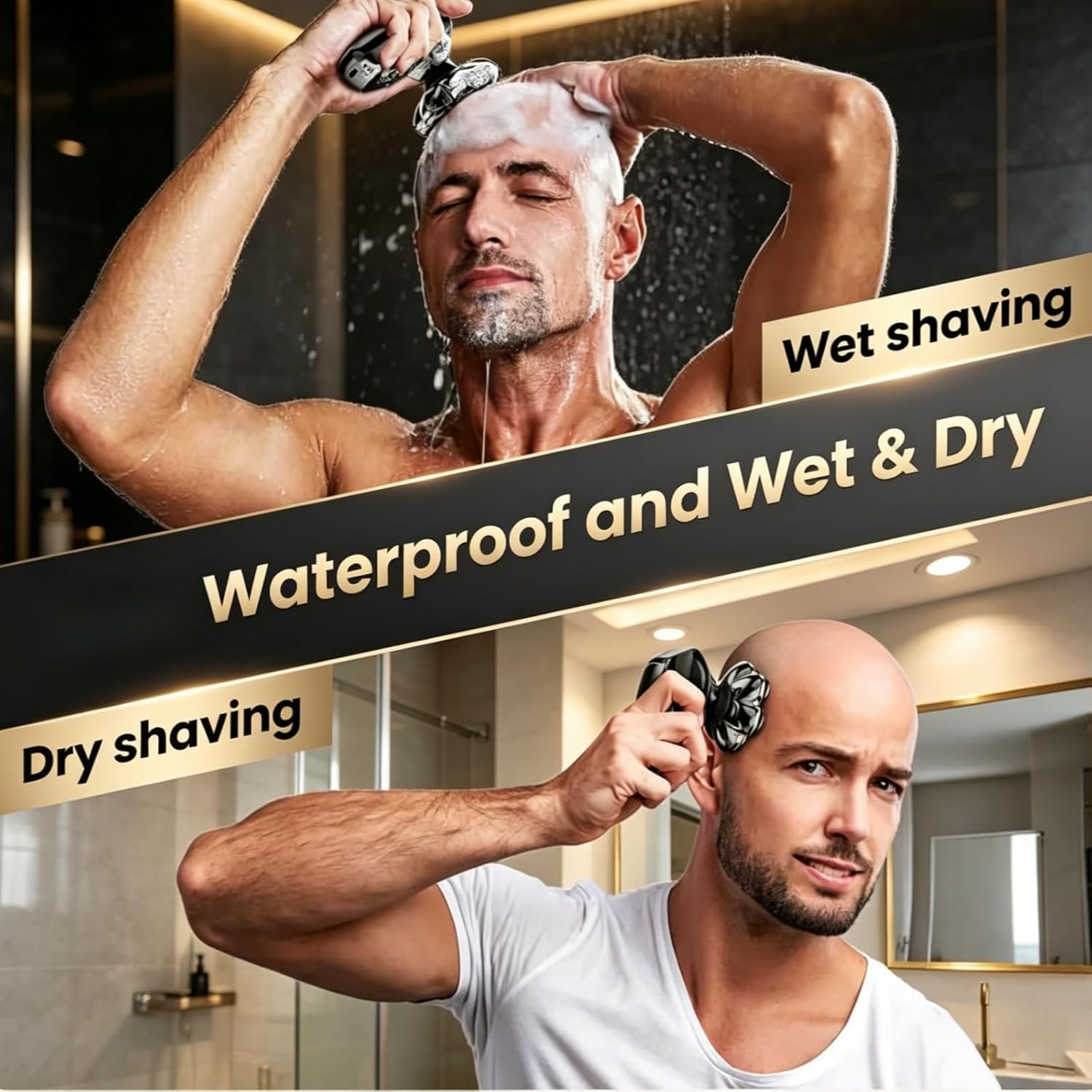BAWLDY 9.0 Ultra, Electric Head Shaver for Men, 9D Floating Blades Electric Shaver, IPX6 Waterproof Stainless Steel Cutter Shaver with Ergonomic Handle