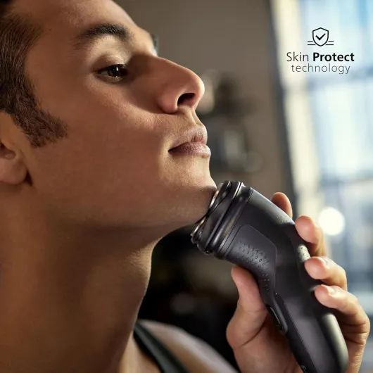 Electric Shaver Series 3000X - Wet & Dry Electric Shaver for Men in Deep Black, with SkinProtect Technology, Pop-up Beard Trimmer, Ergonomic Men's Shaver (Model X3001/00) NEW Series 3000X - Deep Black, USB-A