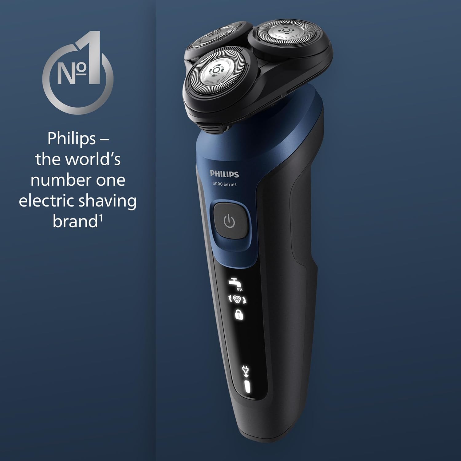 Shaver Series 5000 - Wet & Dry Electric Men's Shaver in Metallic Blue with Precision Trimmer and Soft Pouch Travel Case (Model S5465/18) Series 5000 Shaver - Metallic Blue