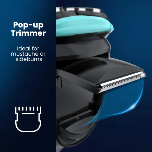 Electric Razor for Men, 120 Min Shaving, Fast UK Adapter (1H Charging),100% Waterproof, Wet & Dry Rotary Shavers for Men with Pop-up Trimmer, LED Display (Sky Blue)