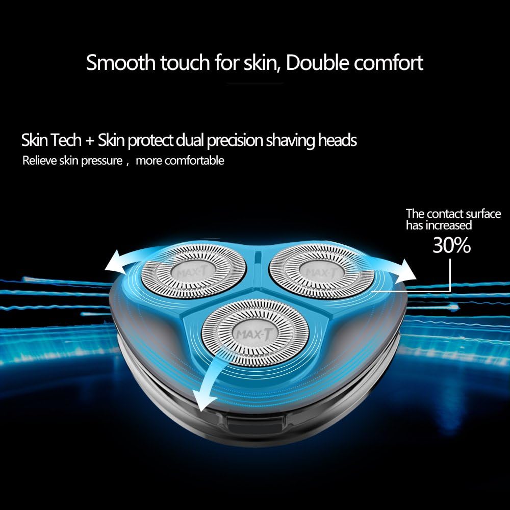 MAX-T Upgraded 3D ProSkin Wet & Dry Men's Electric Shaver, Rechargeable and Cordless Electric Razor with Pop-Up Precision Trimmer, IPX7 Waterproof Rotary Shavers, Gifts for Men, Black
